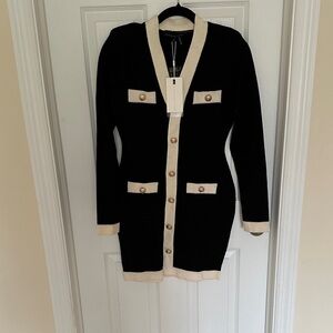 Endless Rose Black and Cream Buttoned Dress